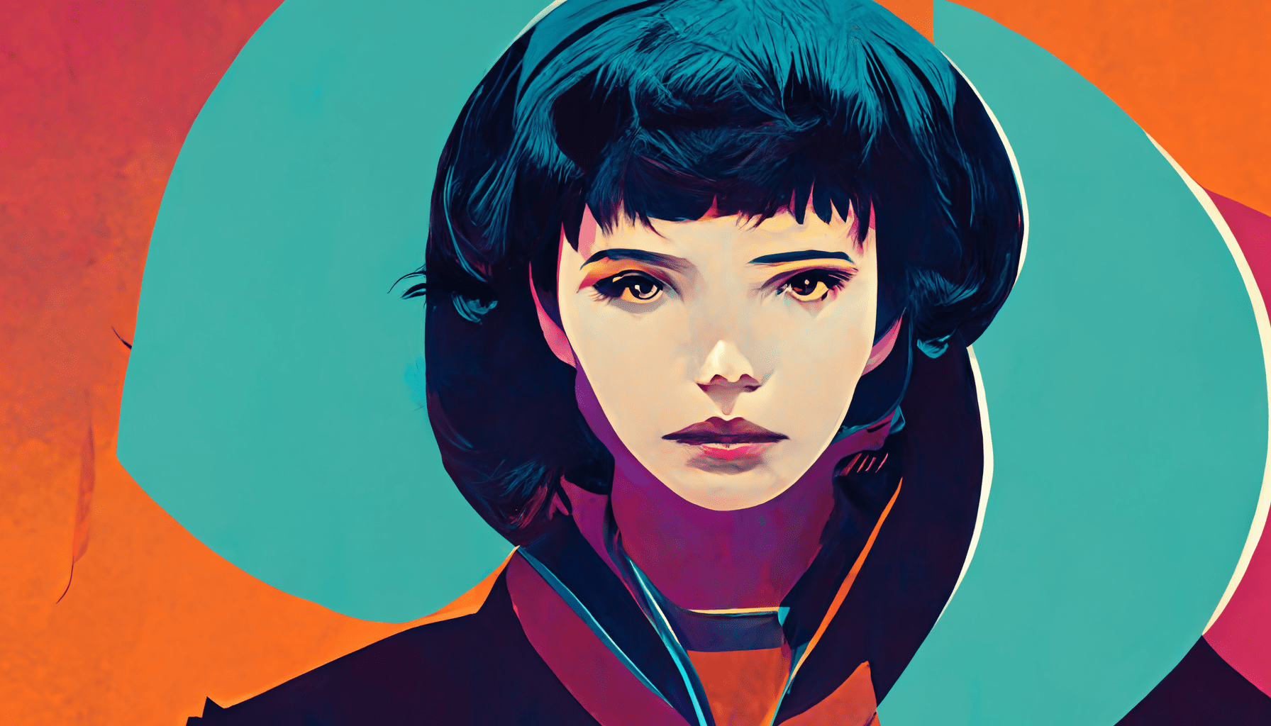 Cyberpunk business woman analysing data and metadata representing the fusion of SEO and content