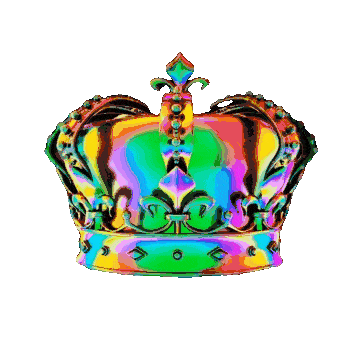 Colourful holographic crown illustration.